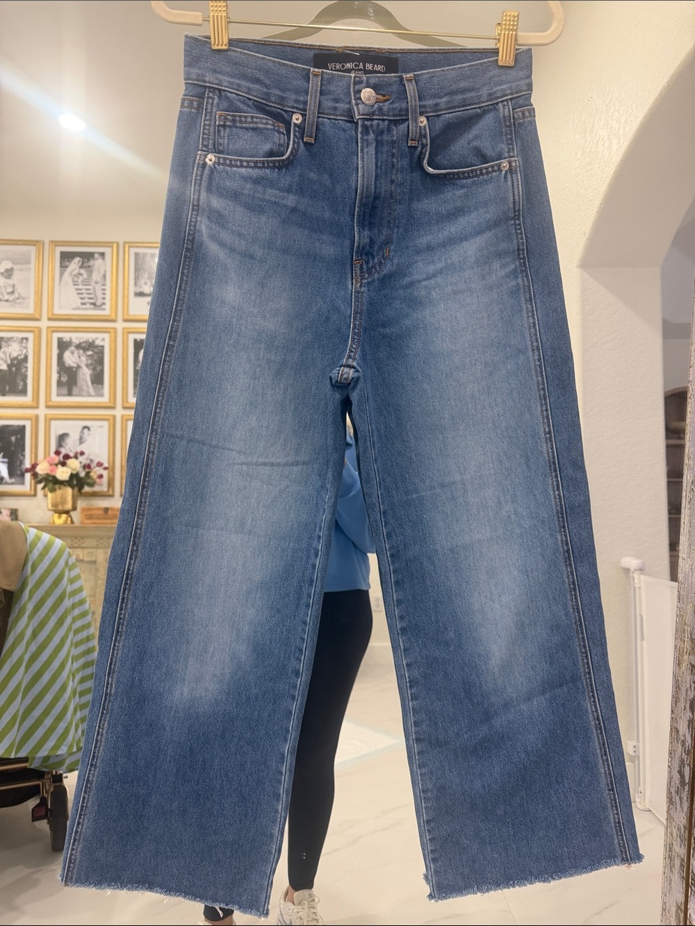 Veronica Beard Medium Blue Taylor Wide-Leg Crop High Rise Jeans